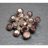 *VICTORIAN ROSE GOLD GARNET SEED PEARL BROOCH [LQD188]