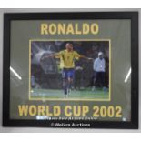 RONALDO BRAZIL, FOOTBALL LEGENDS, 16 X 12 FRAMED, SIGNED / SIGNED