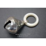 *STERLING SILVER BABY RATTLE MAPPIN & WEBB 1911 MOTHER OF PEARL TEETHING [LQD188]
