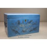 *CHINESE LACQUERED TEA CADDY STORAGE BOX CASE VICTORIAN LACQUER TIN WOOD / 13.5 X 23 X 14CM [