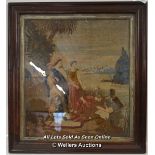 *LARGE VICTORIAN EMBROIDERED TAPESTRY PICTURE / 70 X 76CM [LQD197]