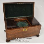 *GEORGIAN MAHOGANY TEA CADDY. WITH 2 LIDDED COMPARTMENTS AND MIXING BOWL / 31 X 16 X 16.5CM [