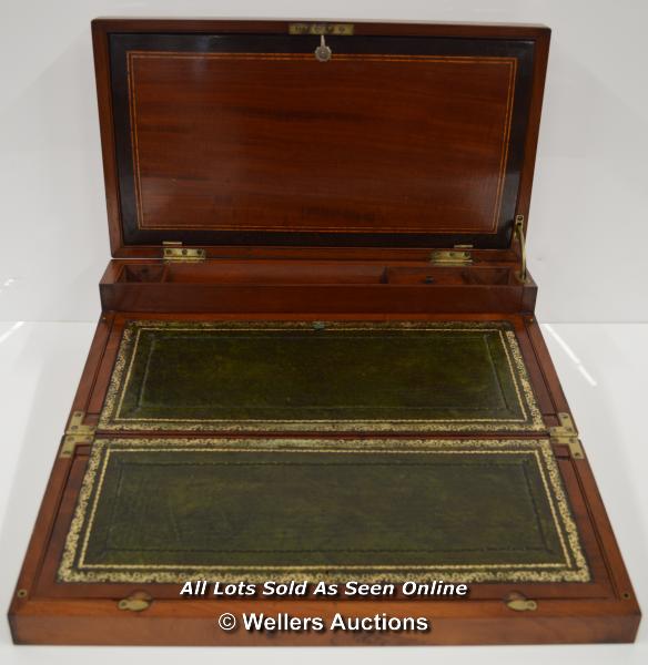 *MILITARY CAPTAINS CAMPAIGN WRITING SLOPE C1810 / WITH KEY, 45.5 X 25 X 15.5CM [LQD197] - Image 2 of 10