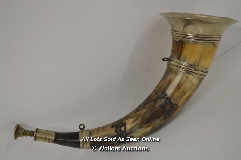 *SILVER METAL MOUNTED HUNTING HORN 19TH CENTURY SCOTTISH [LQD197]