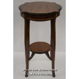 *EARLY 20TH CENTURY MAHOGANY OCCASIONAL TABLE WITH SHAPED AND BOXWOOD INLAID TOP RAISED ON 4