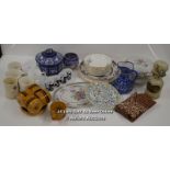 BOX OF ASSORTED CHINA TO INCLUDE LIMOGE AND 6 QUEEN ANNE BONE CHINA BOWLS