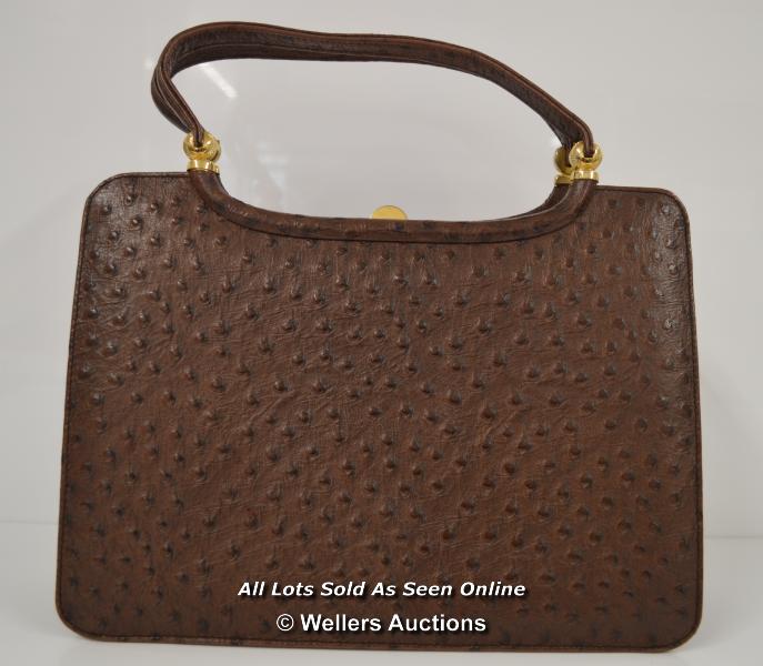 *BROWN OSTRICH HANDBAG / BAG [LQD197]