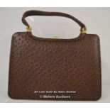 *BROWN OSTRICH HANDBAG / BAG [LQD197]