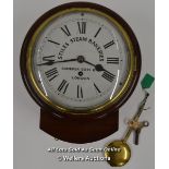 *CAMERER CUSS LONDON MAHOGANY FUSEE WALL CLOCK (STILES STEAM BAKERIES) - SINGLE FUSEE MOVEMENT BY