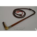 *GENTS EQUESTRIAN STAG HORN MALACCA HUNTING WHIP / TOTAL LENTH 8FT [LQD197]