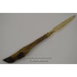 *LARGE HEAVY DEER LEG HOOF BRASS LETTER OPENER 43 CM LENGTH [LQD197]