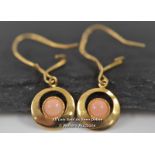 *CORAL EARRINGS 9CT GOLD HALLMARKED.GENUINE CORAL 60S [LQD197]