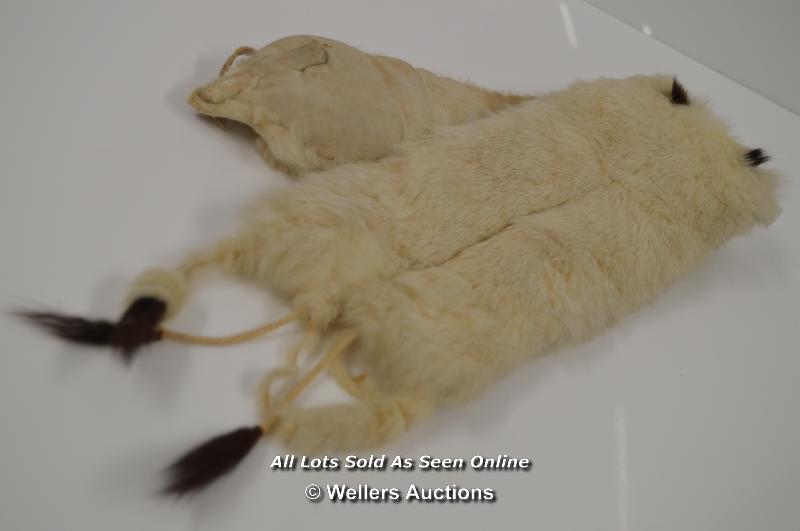 *VINTAGE REAL ERMINE FUR STOLE COLLAR SCARF TIPPET VERY RARE / DAMAGED FACE [LQD197] - Image 2 of 2