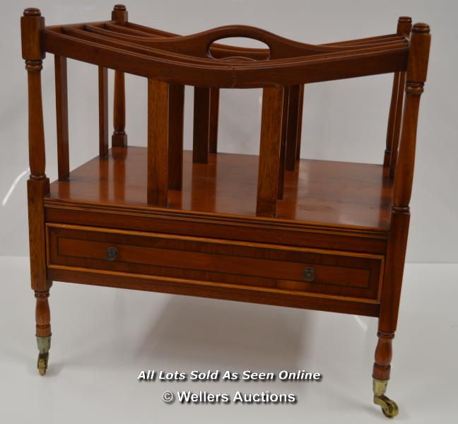 *C.1935 REGENCY STYLE MAHOGANY CANTERBURY WITH DRAWER / DAMAGED [LQD197]