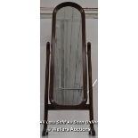 *ANTIQUE STYLE MAHOGANY CHEVAL OR DRESSING MIRROR / 47.5 X 148CM [LQD197]