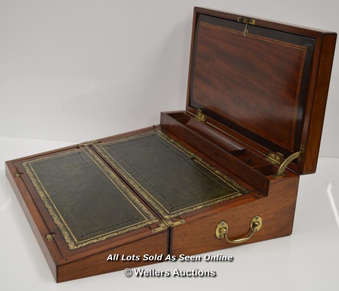 *MILITARY CAPTAINS CAMPAIGN WRITING SLOPE C1810 / WITH KEY, 45.5 X 25 X 15.5CM [LQD197]