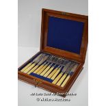 *FISH CUTLERY SET 24 PIECE MAHOGANY BOX WITH KEY [LQD197]