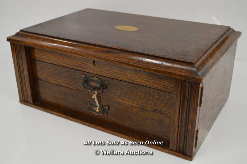 *LARGE CUTLERY CANTEEN BOX,2 DRAWERS,COLLECTORS CABINET DISPLAY CASE,OLD / 46.5 X 31 X 19CM [ - Image 4 of 4
