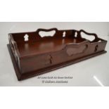 *HAND CRAFTED MAHOGANY TEA TRAY / 41 X 25 X 6CM [LQD197]