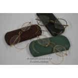 THREE CASED VINTAGE HORSTMANNS READING GLASSES