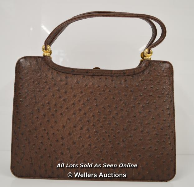 *BROWN OSTRICH HANDBAG / BAG [LQD197] - Image 2 of 5