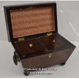 *GEORGIAN ANTIQUE WOODEN TEA CADDY BOX FOR RESTORATION / 28 X 18 X 17CM [LQD197]