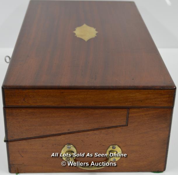 *MILITARY CAPTAINS CAMPAIGN WRITING SLOPE C1810 / WITH KEY, 45.5 X 25 X 15.5CM [LQD197] - Image 10 of 10