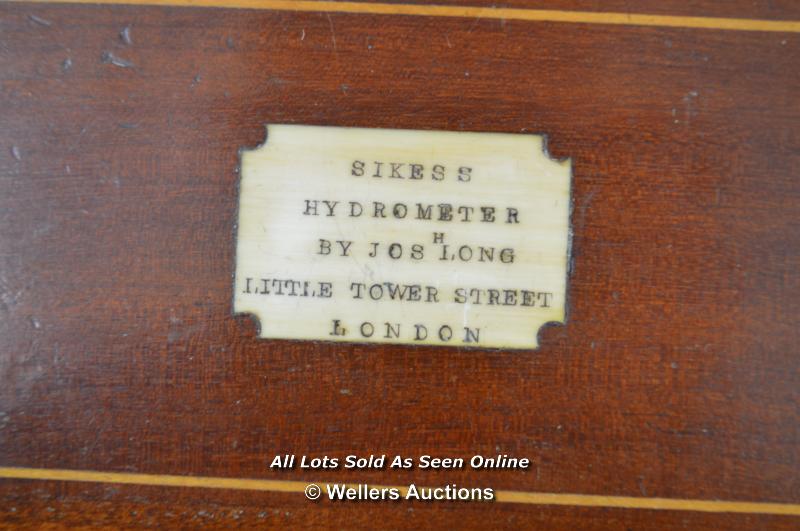 *SYKES HYDROMETER IN FITTED MAHOGANY BOX BY JOSEPH LONG LONDON [LQD197] - Image 4 of 4