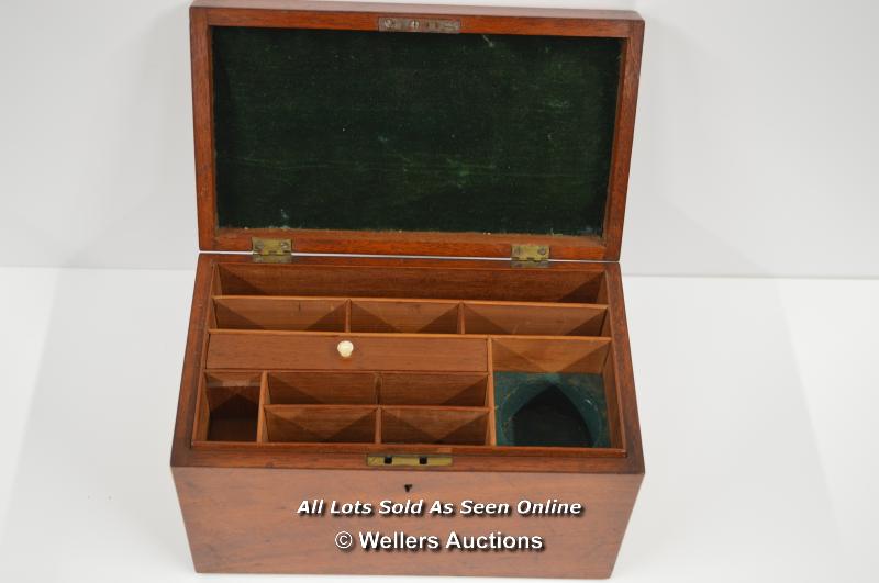 *19C MAHOGANY STATIONARY BOX / 27 X 16 X 17.5 CM [LQD197]