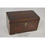 *GEORGIAN MAHOGANY TEA CADDY WITH KEY / IN NEED OF RESTORATION, 23 X 13 X 12CM [LQD197]