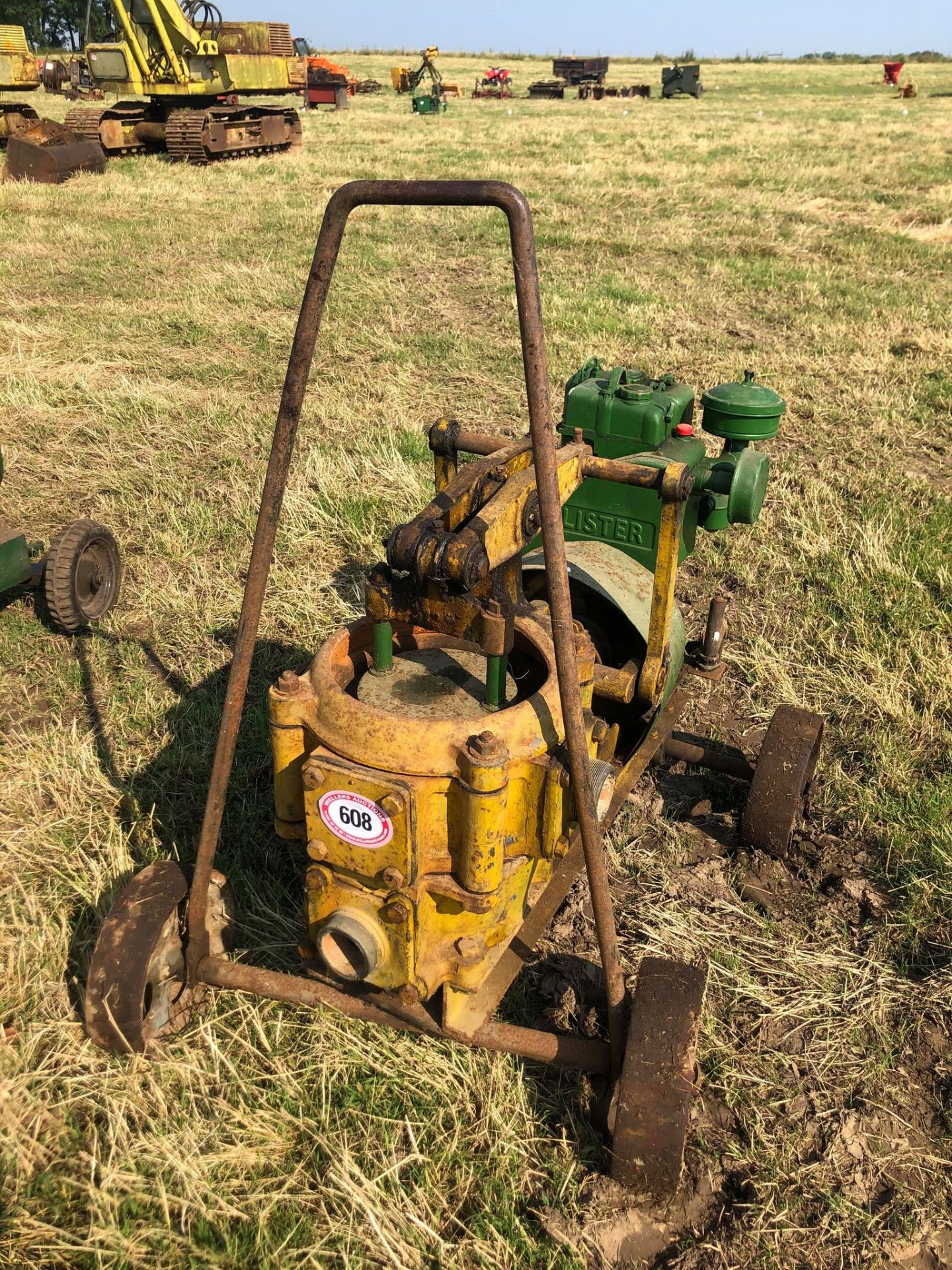 VINTAGE WATER PUMP WITH LISTER ENGINE ON WHEELS