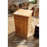 *PINE BEDSIDE TABLE, 38CM X 36CM X 66CM