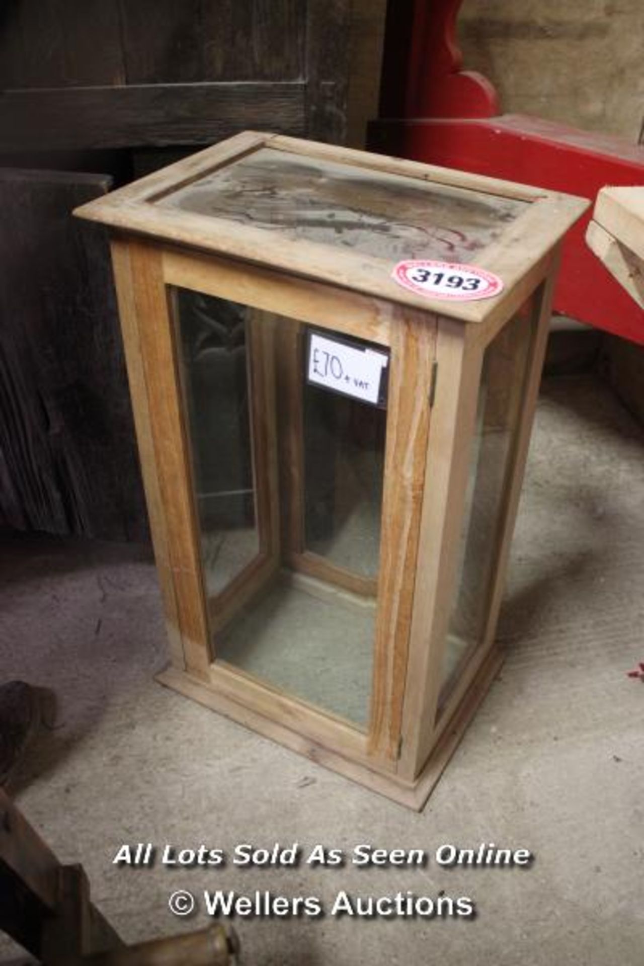 *GLASS DISPLAY CABINET, 34.5CM X 82CM X 49CM