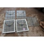 *FOUR VARIOUS STAINED GLASS WINDOWS, TWO WITH FRAMES