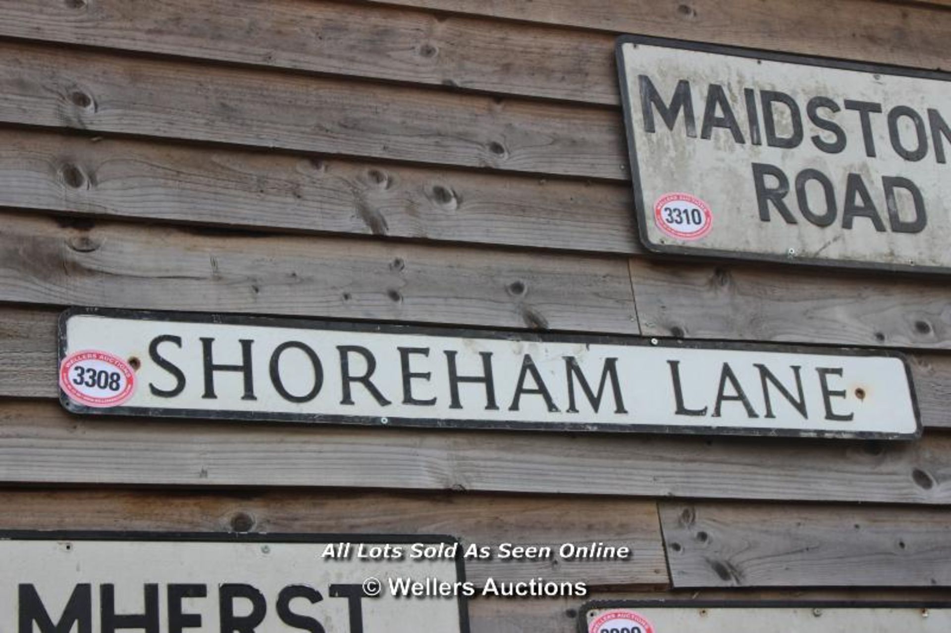 *METAL STREET SIGN 'SHOREHAM LANE', 136CM X 15CM