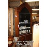 *GLASS FRONTED CORNER CABINET, 125CM X 257CM