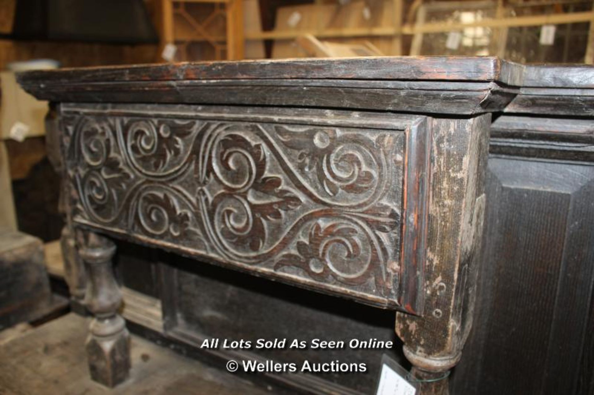 *DARK WOODEN CARVED DRESSER, 108CM X 45.5CM X 123CM - Image 2 of 2