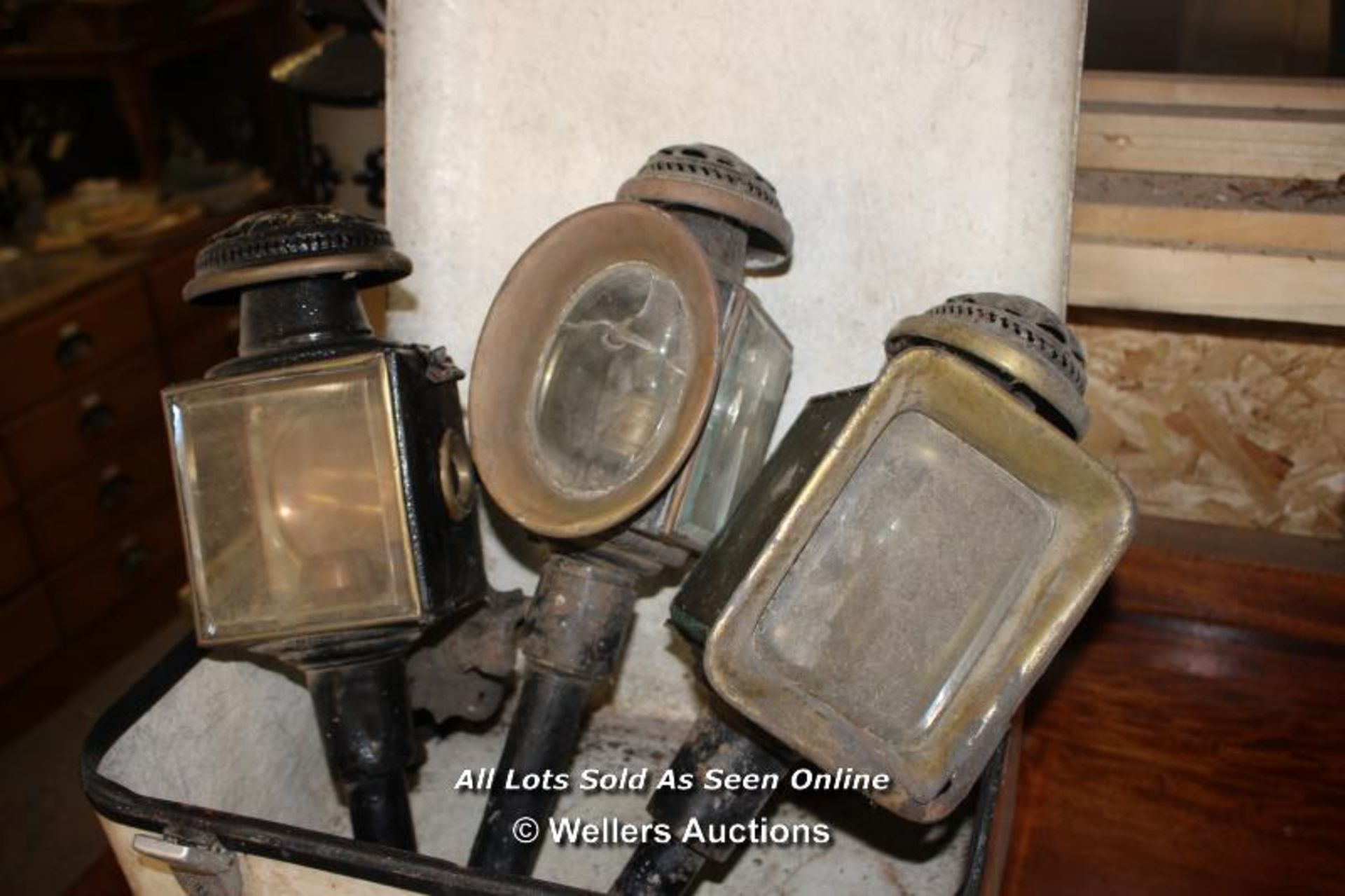 *THREE VINTAGE COACH LAMPS - Image 2 of 2