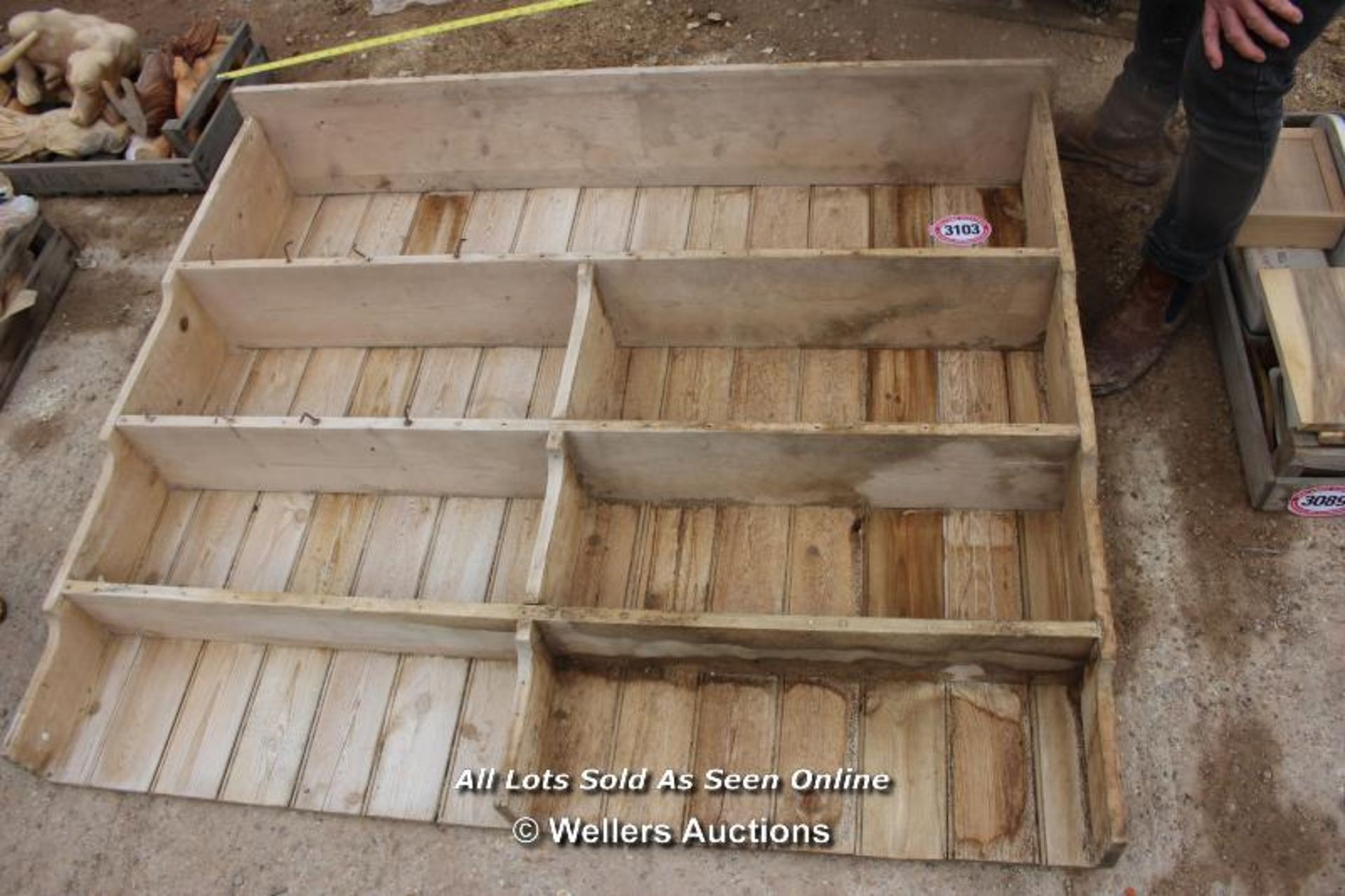 *WOODEN DRESSER TOP (A/F), 156CM X 29CM X 129CM