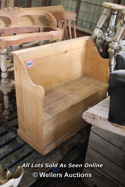 *PINE BENCH WITH LIFT UP SEAT, 108CM X 39CM X 91CM