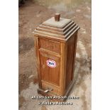 *HARDWOOD TELEPHONE BOX STYLE BIN, 30CM X 30CM X 92CM