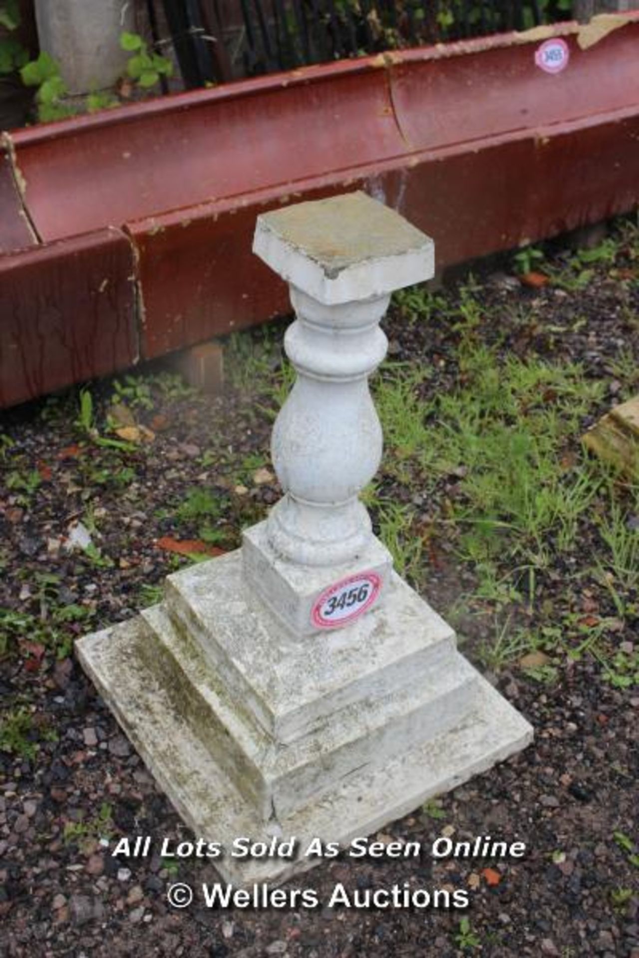 *STONE PEDESTAL BASE, 73CM HIGH