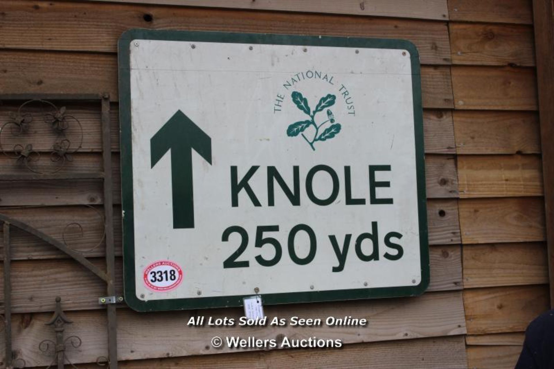 *METAL STREET SIGN 'KNOLE 250 YDS', 84CM X 71CM