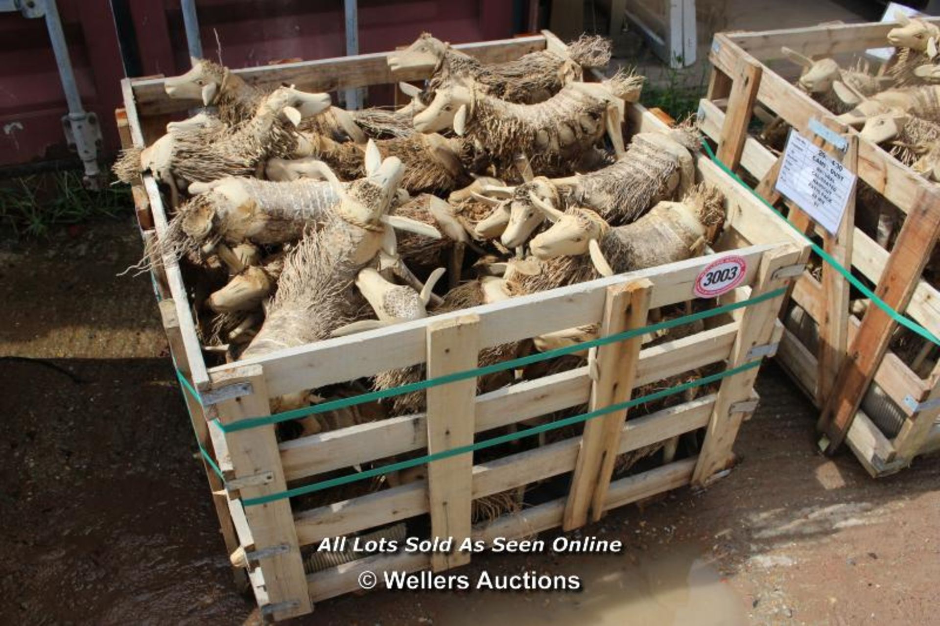 *PALLET OF APPROX 50 CARVED WOODEN SHEEP