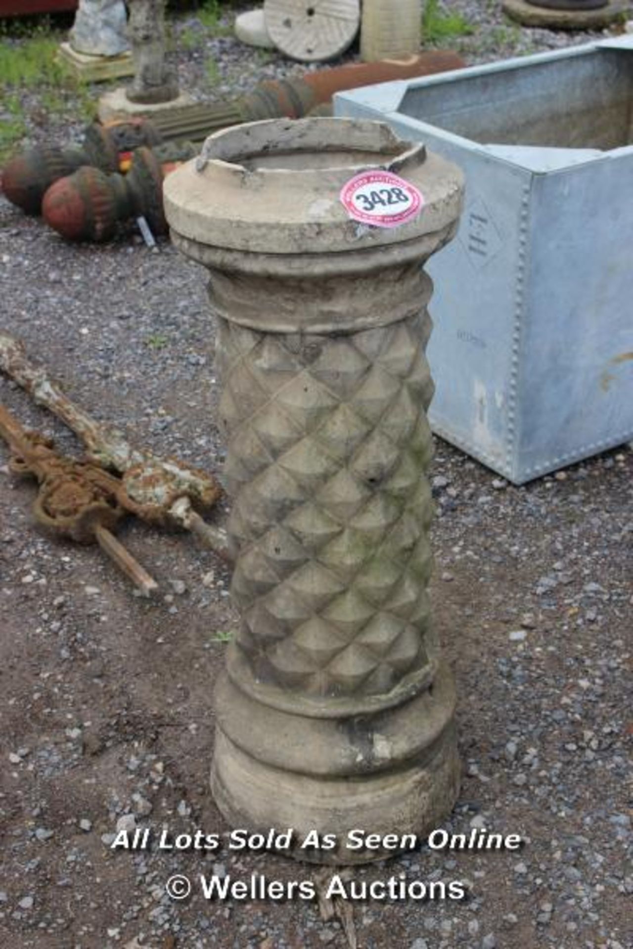 *LARGE DECORATIVE STONE CHIMNEY POT, 100CM HIGH