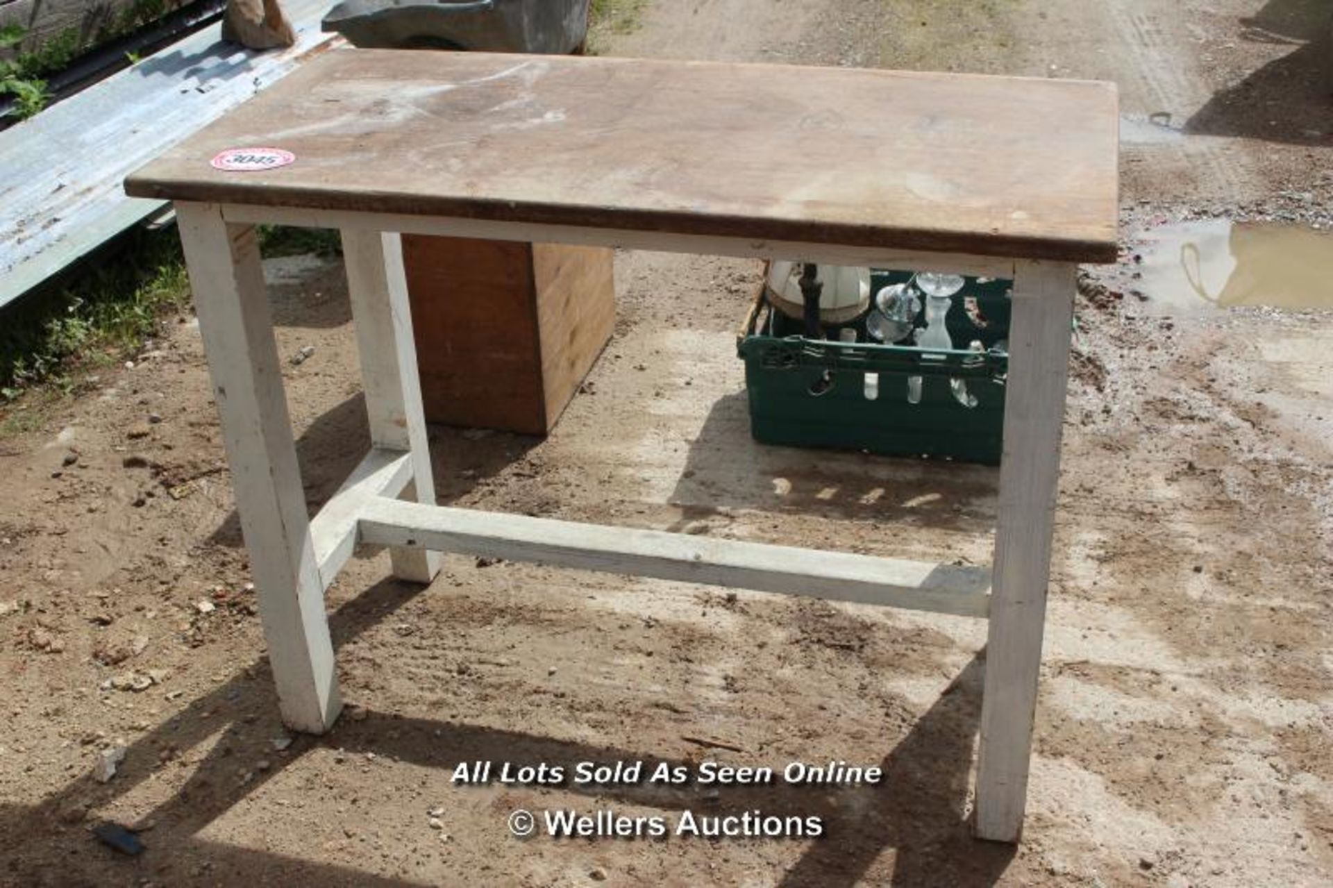 *WOODEN WORKBENCH, 116CM X 58CM X 90CM