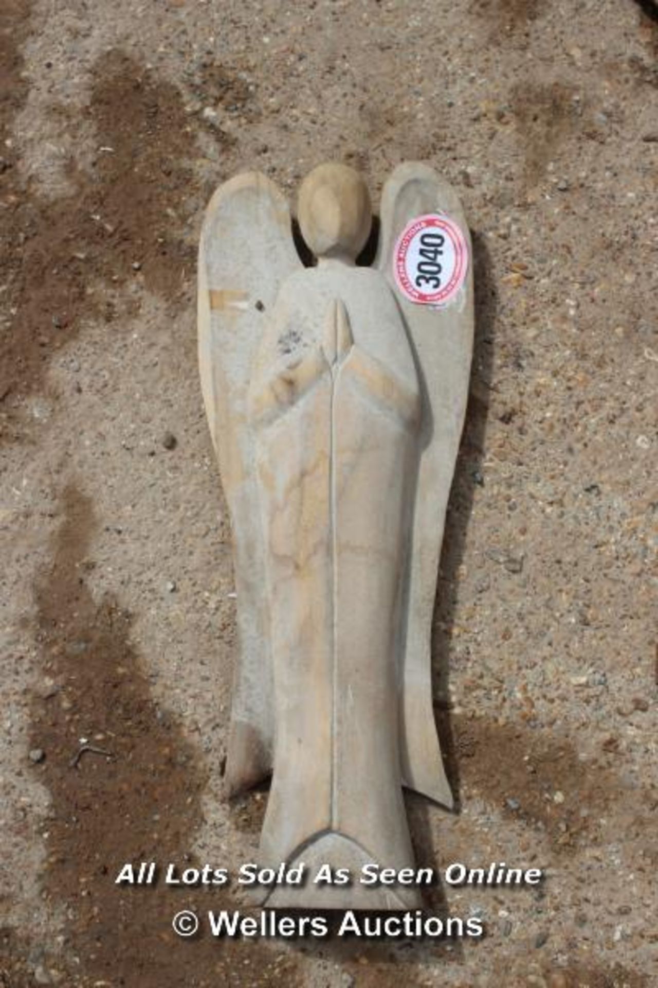 *CARVED WOODEN ANGEL, 79CM HIGH