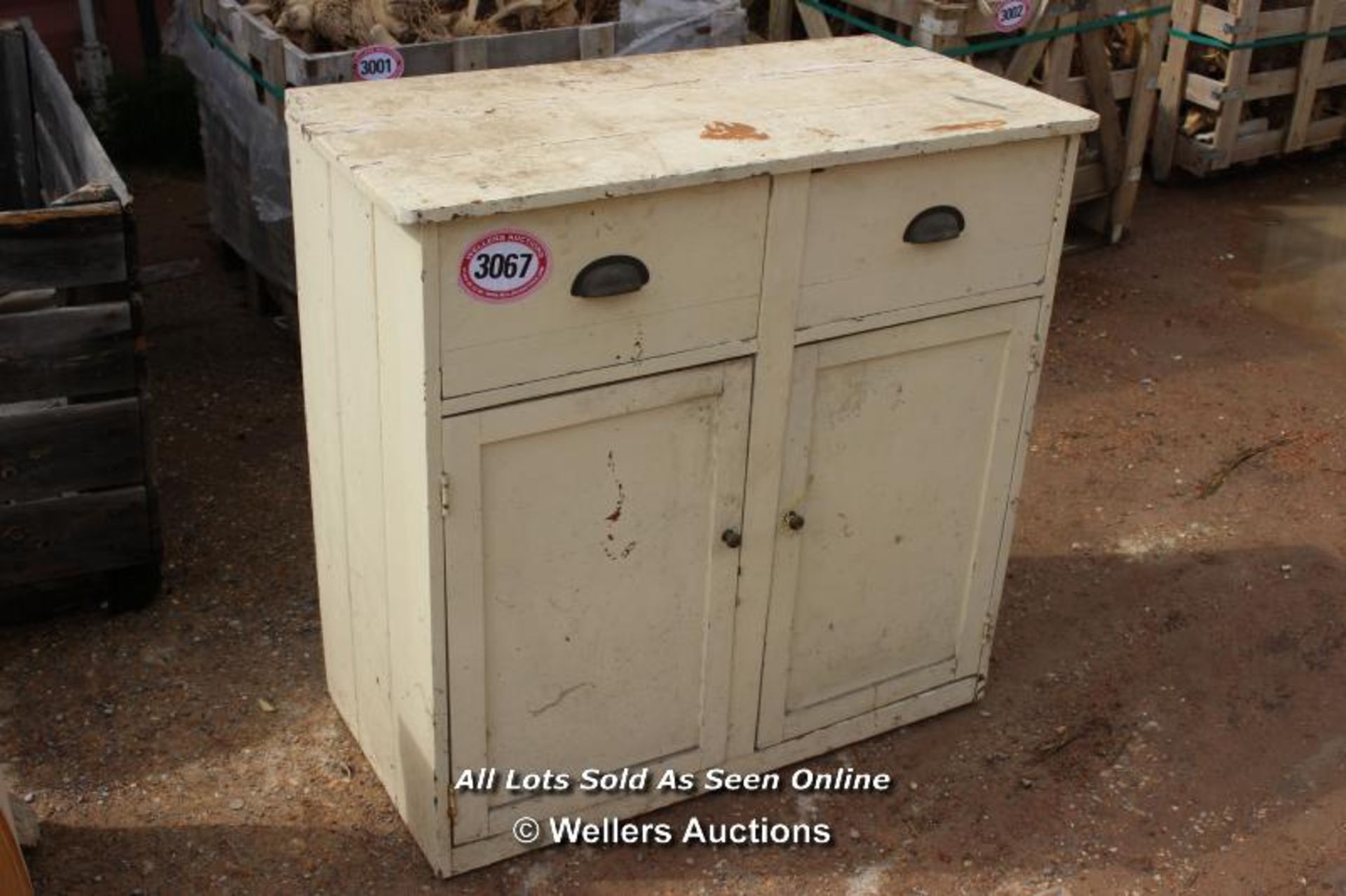 *VINTAGE PINE DRESSER, TWO DRAWERS OVER TWO CUPBOARDS, 92CM X 47CM X 92CM