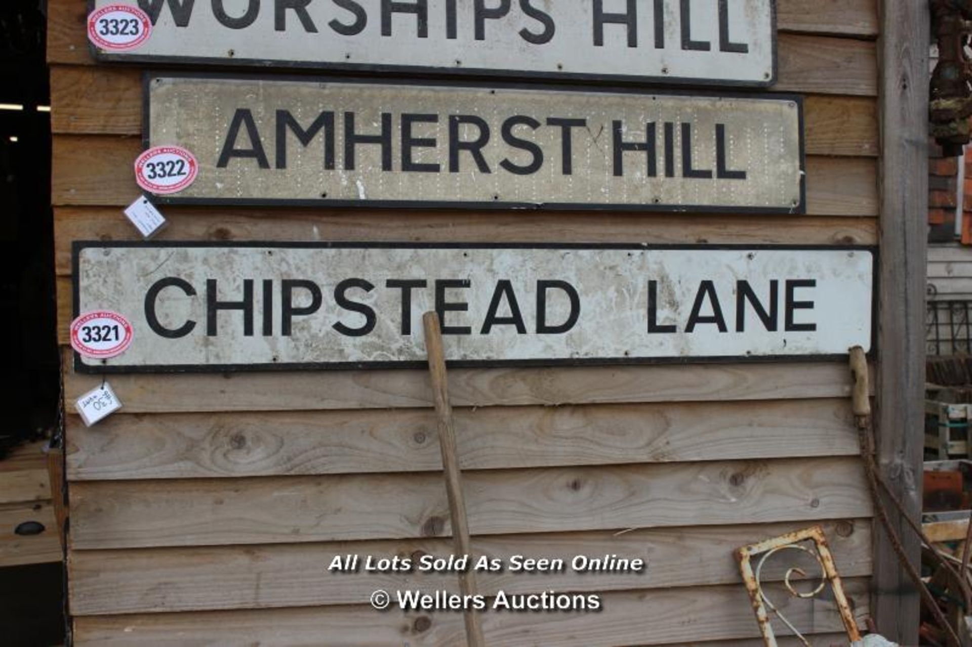 *METAL STREET SIGN 'CHIPSTEAD LANE', 150CM X 22.5CM