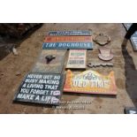 *TEN VARIOUS WOODEN SIGNS INCLUDING 'THE FAMILY BUTCHER' AND 'THE DOGHOUSE'